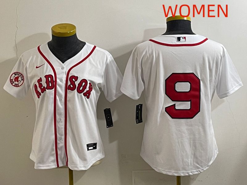 Women Boston Red Sox 9 No Name White Game 2025 Nike MLB Jersey style 5